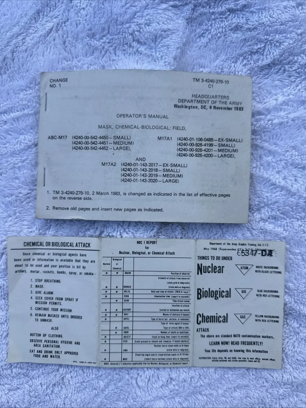 Cold War US Army NBC Chemical Biological Nuclear Training Manual & Survival Card
